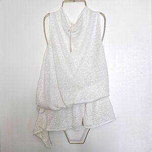 NWT!! Inhabit 100% Linen Asymmetrical Sleeveless Tunic Top Coverup S White